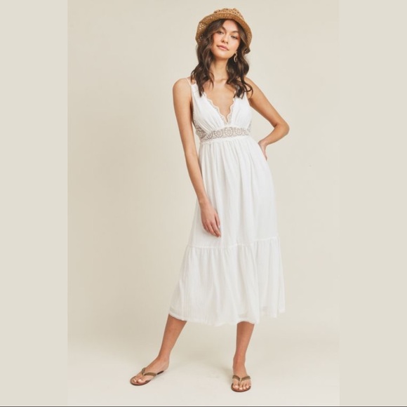 Lush Clothing Dresses & Skirts - ❤️HP! White Gauze Midi Dress
